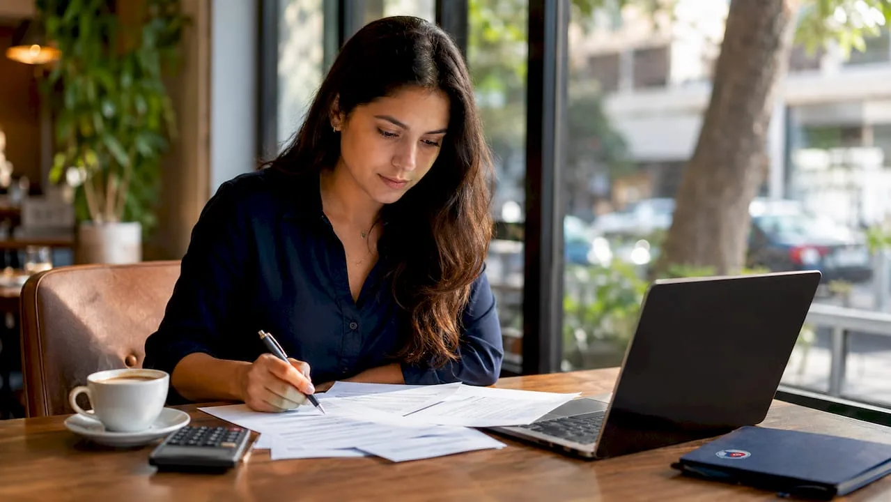 Woman reviewing mortgage pre approval papers at home
